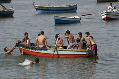 Lima Peru Boys in a boat