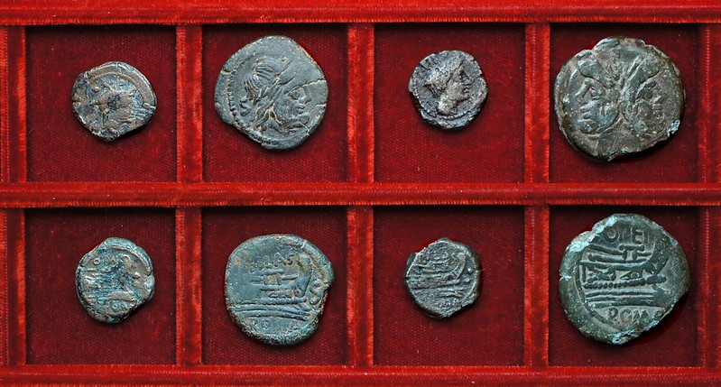 RRC 189 P.BLAS Cornelia bronzes, RRC 188 OPEIMI Opeimia sextans, RRC 190 OPEI Opeimia As, Ahala collection, coins of the Roman Republic