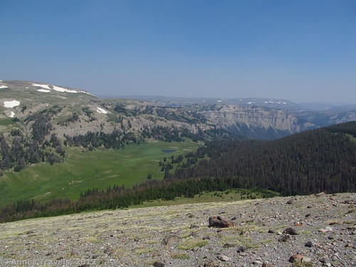 Looking back down at Bonneville Pass from the base of Pinnacle Buttes North, Shoshone National Forest, Wyoming