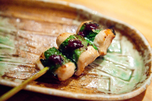 Chicken breast meat with plum & shiso