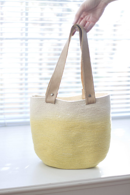 rope bag with leather handles