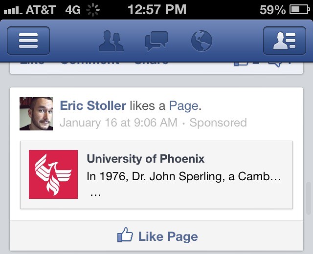 University of Phoenix and Facebook Advertisements