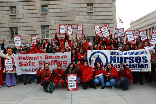DC RNs celebrate introduction of bill outside John A. Wilson building in Washington
