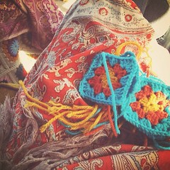 First thing, I gotta finish this teapot cozy! #crochet #crochetaddict #crafting #grannysquare #orange
