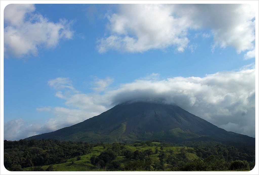 volcano arenal with clouds