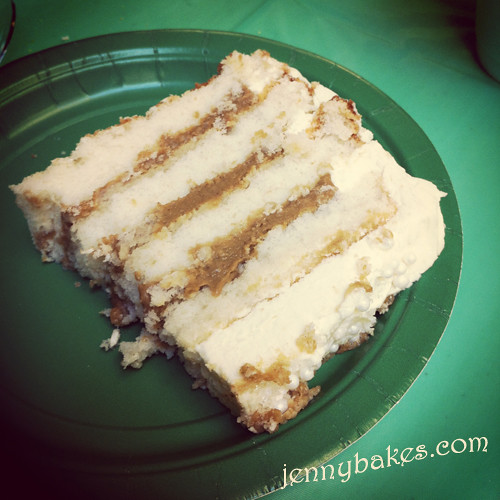 Slice of lemon gingerbread wonderland cake