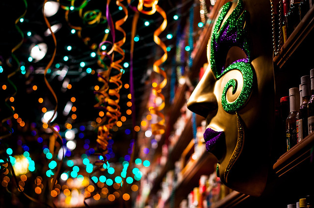 Mardi Gras Mask on a Hot Sauce Wall