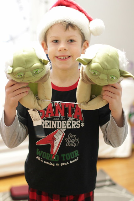 Benjamin and his Yoda slippers from Daddy