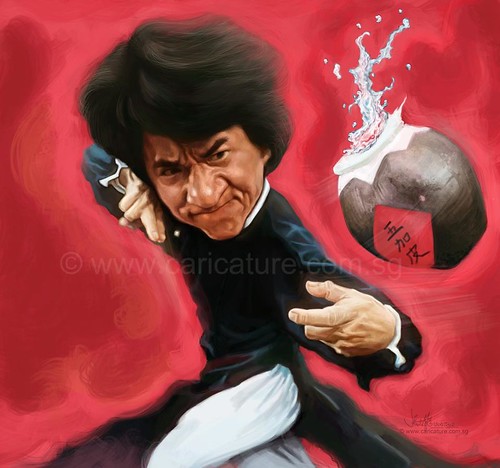 digital caricature sketch of Jackie Chan Drunken Master