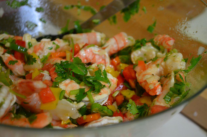 shrimp with cilantro on top and all the ingredients
