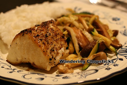 Sea Bass with Mushroom, Cabbage, and Zucchini Stir-Fry 1