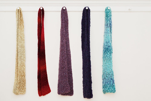 Hand knit scarves.