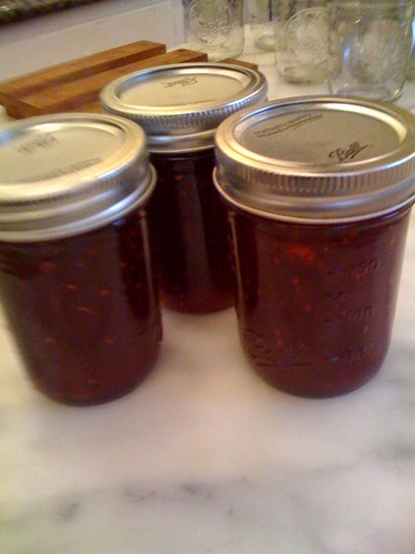 3 bottles of raspberry jam