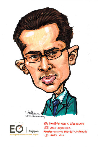 Mr Andy Mukherjee caricature for EO Singapore