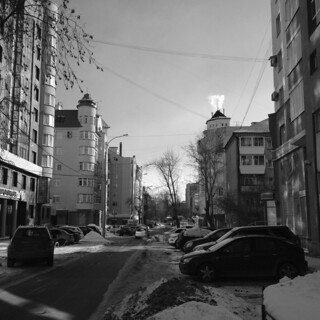 Urban landscape. A view of the street of Karl Marx