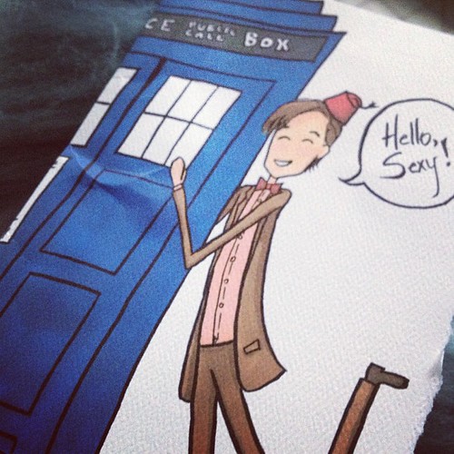 Yay! Sat down to spin a Dr Who + TARDIS yarn...and got this @amysnotdeadyet card on the mail! #serendipity #drwho