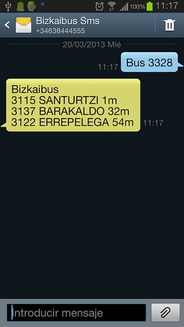 Bizkaibus SMS