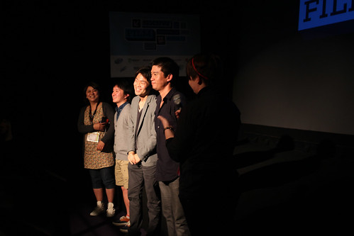 Translator, Gaku Hamada, Junya Sakino and Eugene Kim from SAKE-BOMB