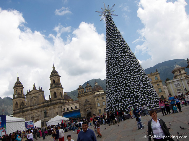 Bogota's Bolivar Plaza in December