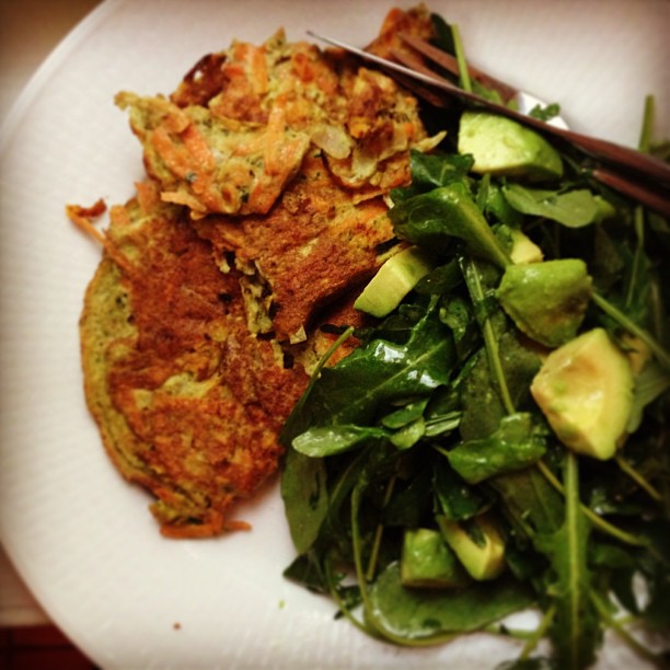 Todays lunch inspired by beautiful @primallife Sweet potato omelet with arugula and avocado, so delish