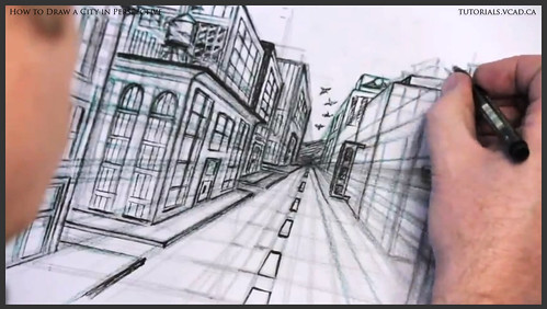 learn how to draw city buildings in perspective 033