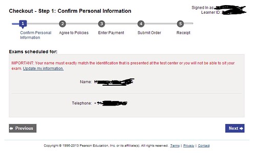 Confirm personal information