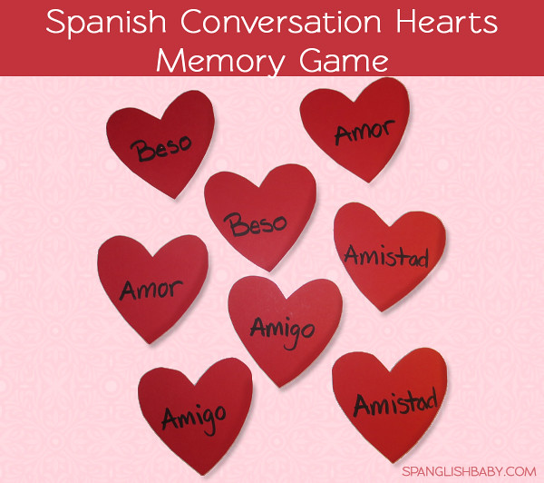 Spanish conversation hearts memory game - SpanglishBaby.com