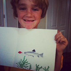 Our little artist - finishing up Captain Daddy's bday book #homeschool #learninglifestyle