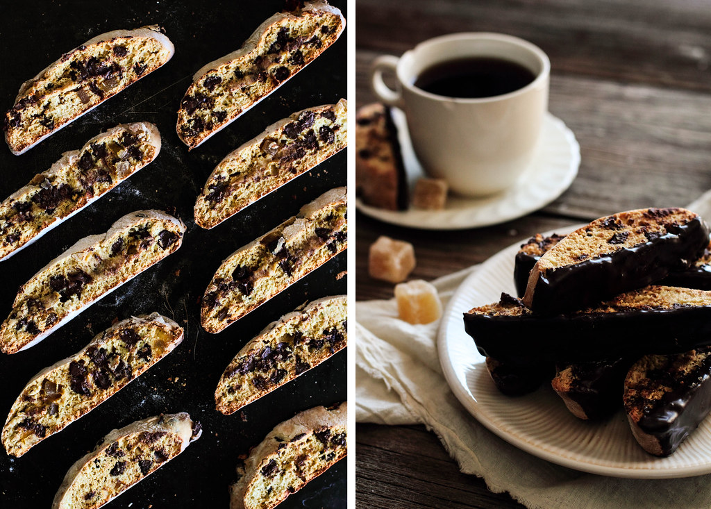 Chocolate Candied Ginger Biscotti