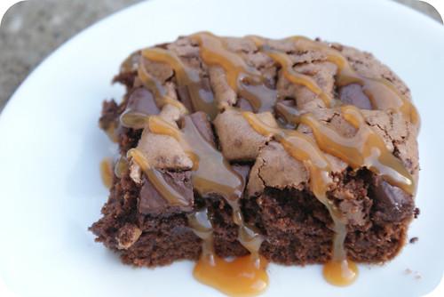 yummy chunky brownies. with caramel.
