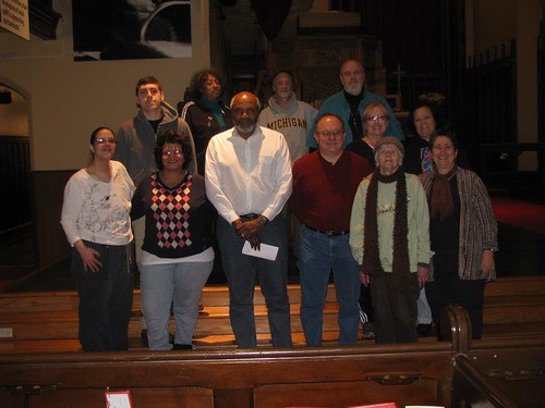 Abayomi Azikiwe (third from left in front row), editor of the Pan-African News Wire, with members and volunteers of the Detroit MLK Committee at Central United Methodist Church on January 19, 2013. (Photo: Stephen Fuzzytek) by Pan-African News Wire File Photos