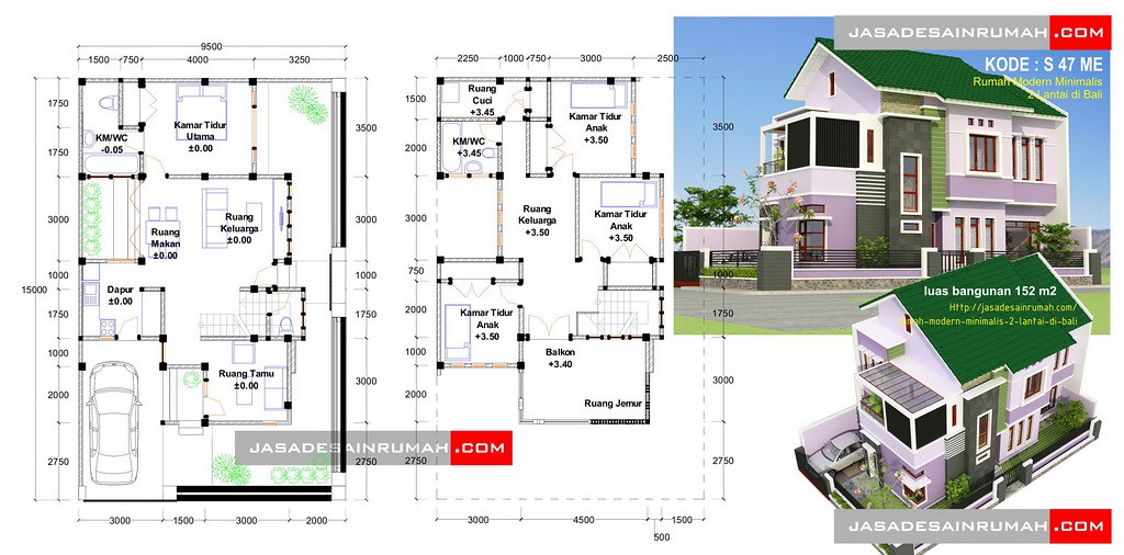Rumah Modern Minimalis 2 Lantai di Bali @ Jasa Desain Rumah