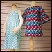 Check out these cute little dresses made w/ the new @annkelle Remix chevrons & Fancy Flight by Mod Green Pod! Thanks @knittybitties for sewing them up for us!