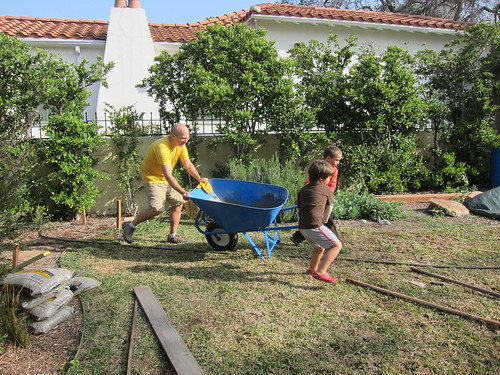 Moving the wheelbarrow