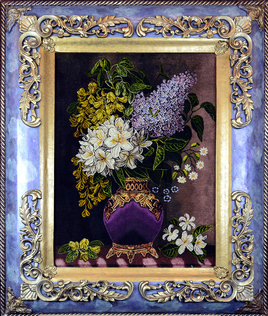 tableau-hand-made-persian-rug-silk-basket-flowers