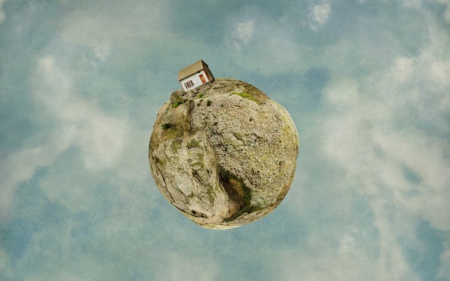 earth, planet, house, photo, manipulation