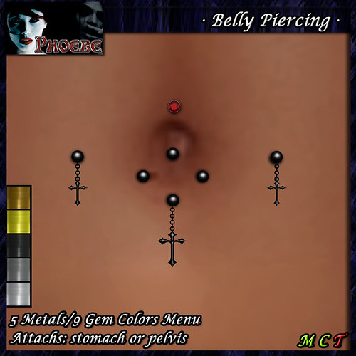[PROMO] *P* Crosses Belly Piercing ~5 Metasl-9Gem Colors~