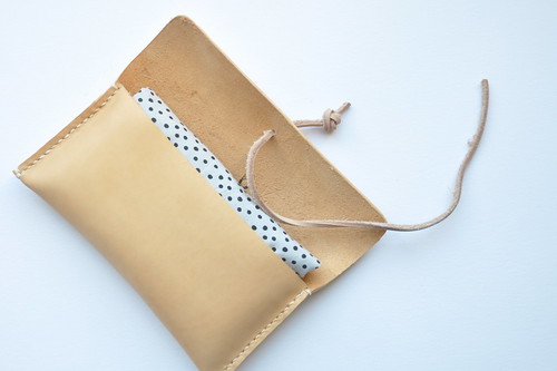 Leather pouch  + fabric tote