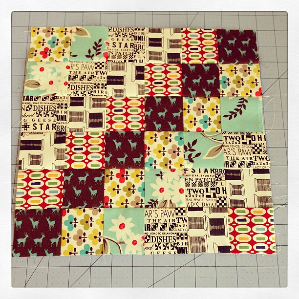 I think this is my favorite block so far. Is anyone else using strips long enough to make two blocks from each strip set? #scrappytripalong