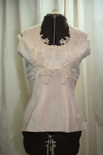March 2013 vintage wedding gown -bodice with muslin torso front
