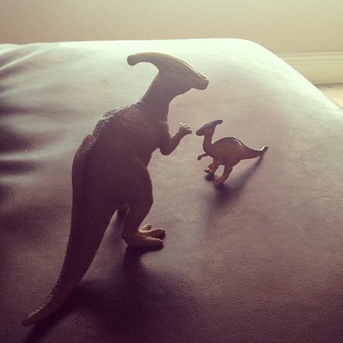 The #parasaurolophus family chillin' on the couch. #dinosaurs #toys