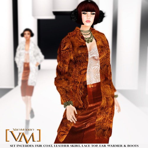 [VM] VERO MODERO _ Beren Fur Coat Set Caramel