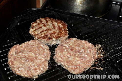 Grilling the burgers