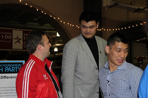 February 14th, 2013 - Yao Ming meets up with Jeremy Lin and Rockets GM Daryl Morey at the Jeremy Lin Foundation charity event