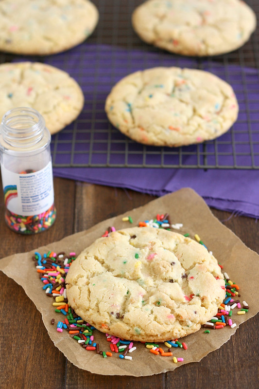 birthday cake confetti cookies on a plate