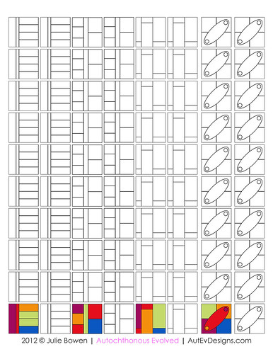 coloring sheet - 3 styles of 6 color squares