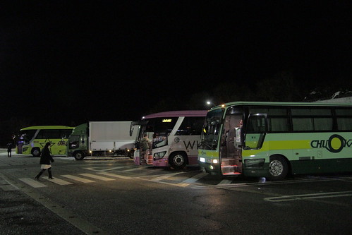 Buses at the highway rest place