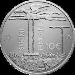 Finland 10 Euro coin on F.E. Sillanpää obv