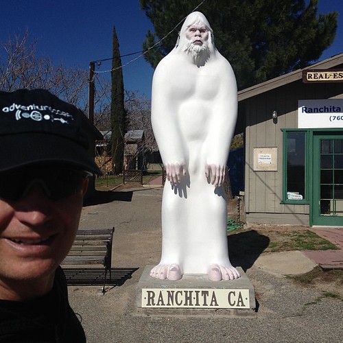 Mission accomplished: greeted officially by Rancheti, the 11 foot yeti of Ranchita. Mile 9.5. #stoked