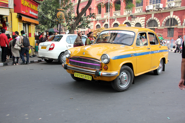 The omnipresent yellow taxi cabs of Kolkata